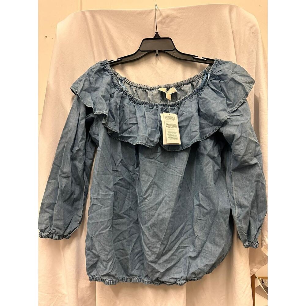 Michael Kors Blue Ruffled Blouse